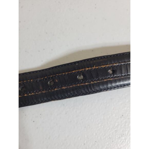 Belt Men's Black Genuine Leather Work Casual Dress Solid Brass Buckle Size 40 - Picture 10 of 12